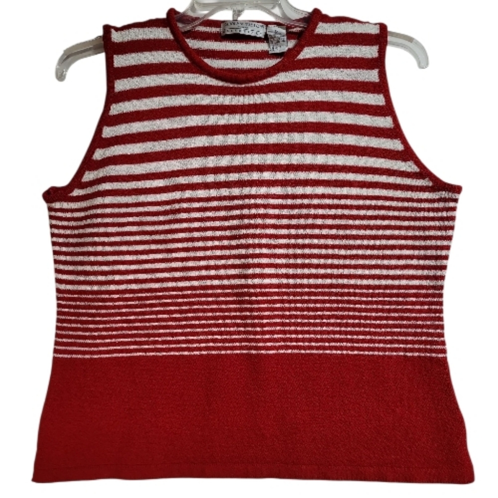 Carolyn Taylor Red and White Striped Sweater cropped nautical Y2K tennis prep